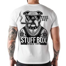 Stuff Box Männer Shirt Rundhals kurzarm Cool Bulldogge weiß STB-1277