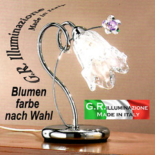 Nachttischlampe modern 1 L. Nachttischleuchte Kristall Blumen Schlafzimmer ANGIE