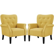 2er-Satz Einzelsofa Armlehnensessel Stoffsessel Polstersessel mit Holzbeinen