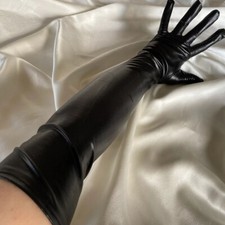 Lackleder Wet Look Lange Handschuhe Tanzparty Shiny Damen Club Kostüm Halloween