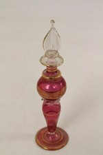 Parfumflakon orientalisch groß Glas Parfum Flakon Fläschchen Gold violett alt