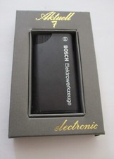 Aktuell electronic Gas-Feuerzeug schwarz gebraucht Werbegeschenk in OVP -vintage