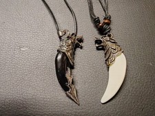 Wolfszahn Kette Wolfkopf Wolfzahn Halskette Wolf Lederkette Kette-Anhänger