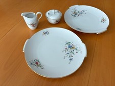 Rosenthal Serie Helena: Zuckerdose, Sahnekännchen, 2 Kuchenteller,  Goldrand