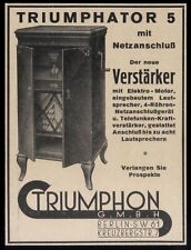 Alte Werbung Reklame 1929 TRIUMPHATOR Verstärker  TRIUMPHON Berlin Kreuzbergstr.