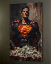 Superman Leinwandbild Superheld Farbig Dekoration Kunst Stil Cash Geld