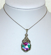 Alter Ketten - Anhänger Silber mit Rheinkiesel und Markasiten