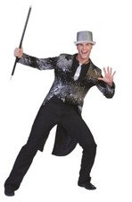 Frack Pailletten Herren Kostüm silber schwarz Herrenfrack Fasching Karneval KK