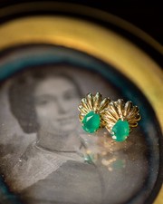 Gelbgold Ohrstecker mit Smaragd ARR 14k 585er Gold