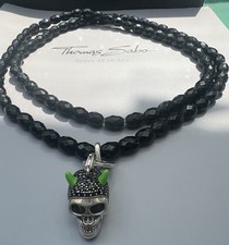 Massive Rebel At Heart Thomas Sabo Perlenkette 90& Riesen Skull Charm Anhänger