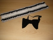 Herren Vintage 70er Jahre Hemd vorne Rüsche mit schwarzer Samtfliege