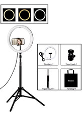 30 cm Selfie-Ringlicht mit 45 cm Ausziehbarem Stativ mit Fernbedienung, 3 Modus