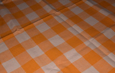 Alte Tischdecke Tischwäsche orange kariert 155 x 87 cm (13692)
