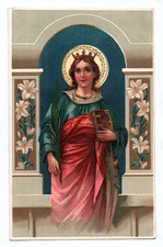 Künstler Ak Heilige Barbara mit Buch und Märtyrerpalme