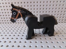 Lego Horse Pferd schwarz Zügel hellbraun 4493c01pb02  (2) gebr. B-Ware