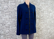 AUGUST SILK DAMEN REINE KOCHWOLLE STRICKJACKE BLAZER MILITARY LOOK DUNKELBLAU XL