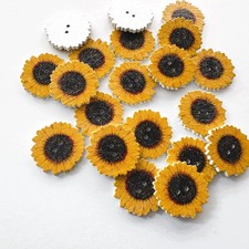 20 Holz Blumen Knöpfe 2,5cm