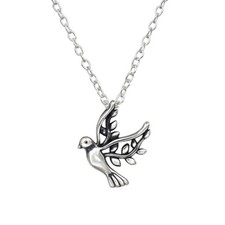 Damen Hals Kette Taube Friedenstaube echt Sterling Silber 925 Geschenk für Sie