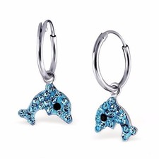 Blau Kristall Delphin Creolen