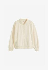 Sweatjacke Gr. 44/46 Elfenbein Damen Langarm Baumwoll-Jacke Neu