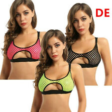 DE Damen Bikini Fishnetz BH Transparent Bralette Schlüsselloch Oberteile Dessous