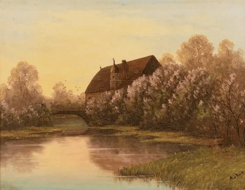 Gutshaus mit steinbrücke - gutshaus,