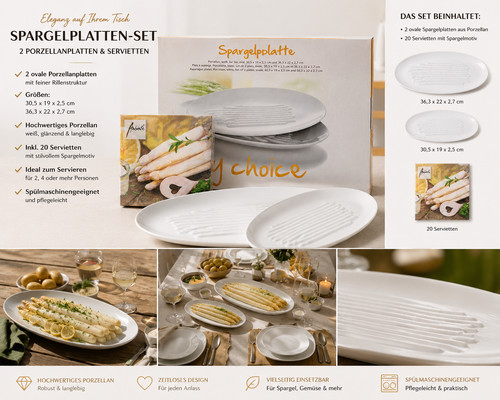 Spargelplatten oval 2er set - 2er, set/2