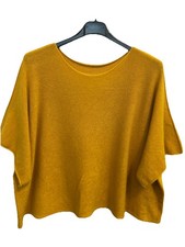 Damen Pullover Kurz Arm Gelb Viskose Made In Italy