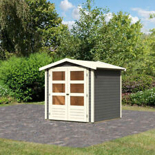 Blockbohlenhaus Gartenhaus Lesum 2 / Fichte terragrau / 186x186x201cm