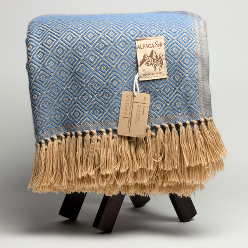 Alpaka wolldecke hellblau - alpaka,