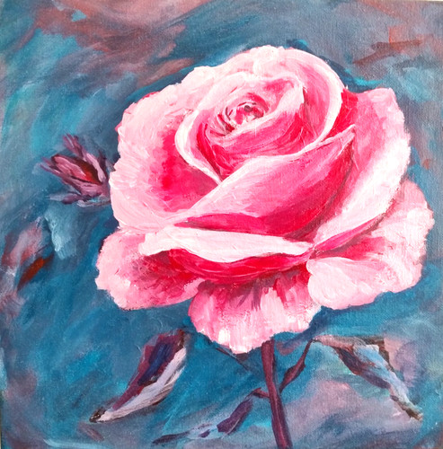 Acrylbild rose handgemalt - acrylbild,