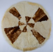XXL Merino Lammfell Schaffell Leder Fell Teppich Decke Kreis Rund Weiß SF23