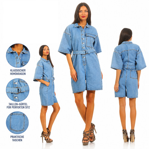 Damen denim jumpsuit jeans - denim,