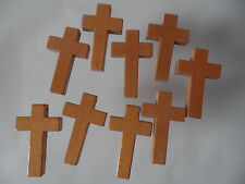25 St. Rosenkranz-Holz-Kreuze-Basteln Zubehör 5 x 3 cm hellbraun