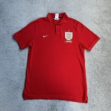 NIKE England Herren Poloshirt Large Polohemd Fußball Polo Shirt Logo 2206 Rot