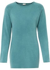 Pullover mit Lederimitat-Bindeband Gr. 36/38 Mattkobalttürkis Strick-Pulli Neu