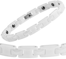 KERAMIK Armband Gliederarmband Weiss Damen Herren Armkette AKZENT 19,5cm lang