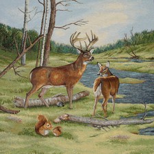 NEU Dekostoff Gobelin  Hirsche