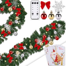 Weihnachts Girlande LED Innen Außen Tannen Deko Lichter Kette Weihnachten Grün