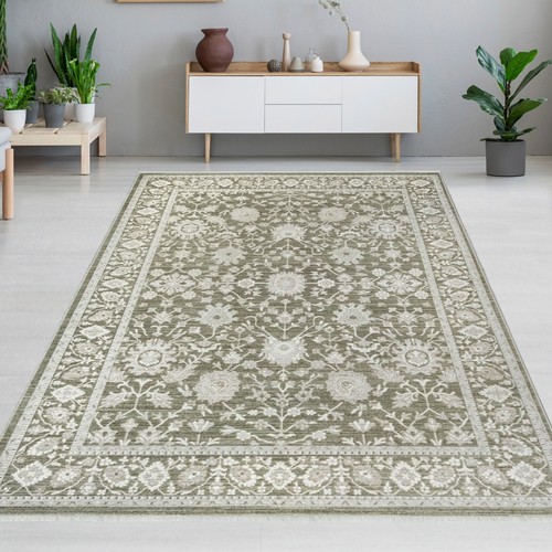 Designer teppich grün beige - teppich,