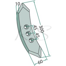 Schar 300x60x10mm f. Köckerling Federzinkengrubber (504019) Schare Grubber 3Loch