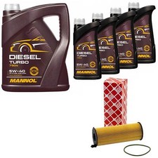 Motoröl Set MANNOL Diesel Turbo 5W40 9 Liter + Ölfilter für Audi A6 A8 2.7 3.0