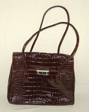 Handtasche Picard - Reißverschlüsse Kunstleder Krokodilleder-Optik dunkel braun