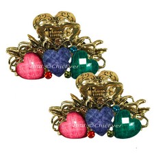 2x Haargreifer S Metall rot blau türkis lila grün gold Haarspange Haarklammern