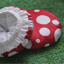 IKEA SKOGSDUVA Fliegenhocker Hocker Kissen | roter Pilzbezug für IKEA FLISAT 30cm