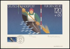 KUNST-EDITION 1985 BRD 1239 SPORT EINER-KAJAK SLALOM - AUFLAGE NUR 1.000!!