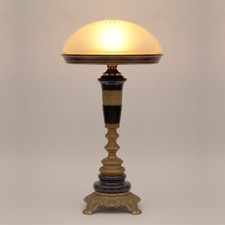Jugendstil Schreibtischleuchte "MARBLE BASE" Unikat Tischlampe Messinglampe