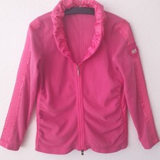 AIRFIELD Blazer FLEECE JACKE Pink Fuchsia GLANZ KRAGEN Rüschen Leicht + Warm  M