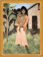Stehende Zigeunerin mit Kind um 1926 Expressionismus Otto Mueller A2 Gold 33