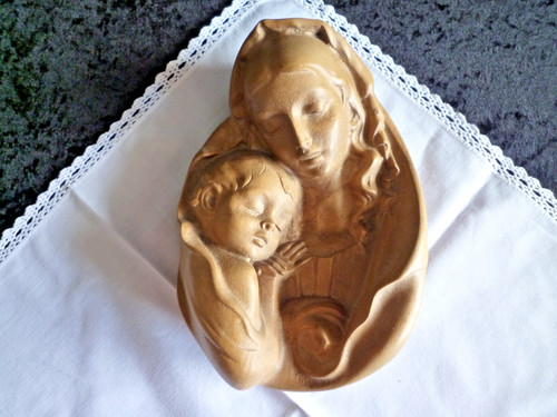 Holzrelief madonna mutter - holzrelief,